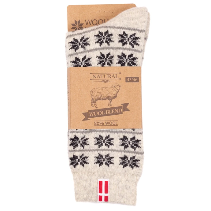 Charm Scandinavian / Vlněné ponožky White/Black Snowflakes no. 22B