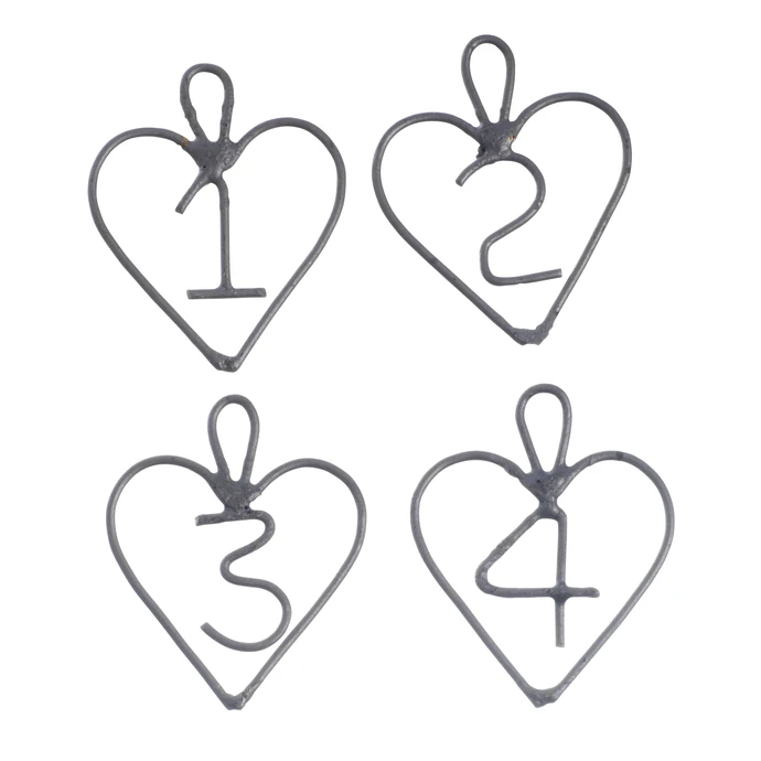 MADAM STOLTZ / Adventní kovové číslice Hearts 1-4 set