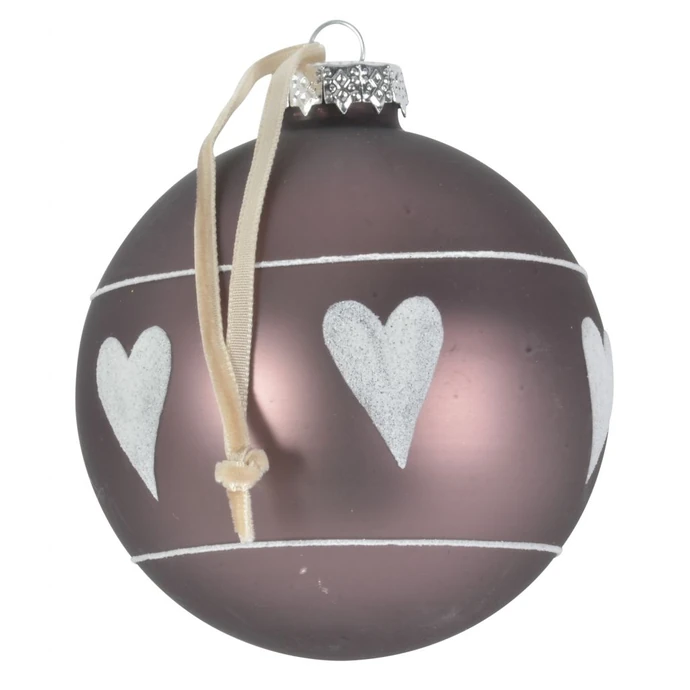 IB LAURSEN / Vánoční baňka Dark violet/white heart