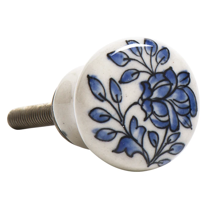 IB LAURSEN / Porcelánová úchytka Flower blue