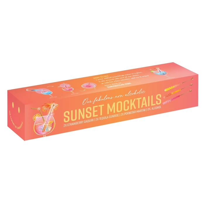 The Cabinet of CURIOSITEAS / Dřevěné míchátko s cukrovými krystaly Sunset Mocktail – set 6 ks