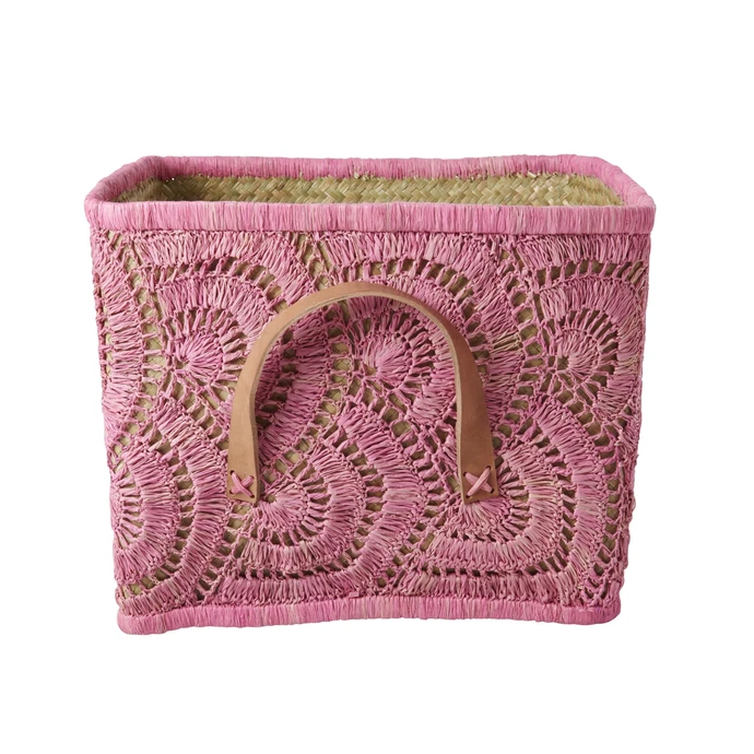 rice / Slaměný košík Crochet Soft pink