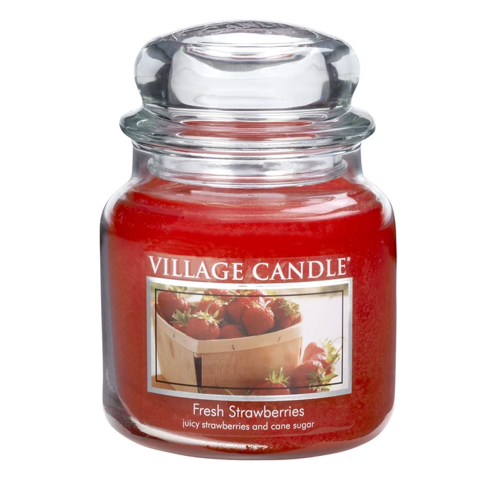 VILLAGE CANDLE / Svíčka ve skle Fresh Strawberries - střední