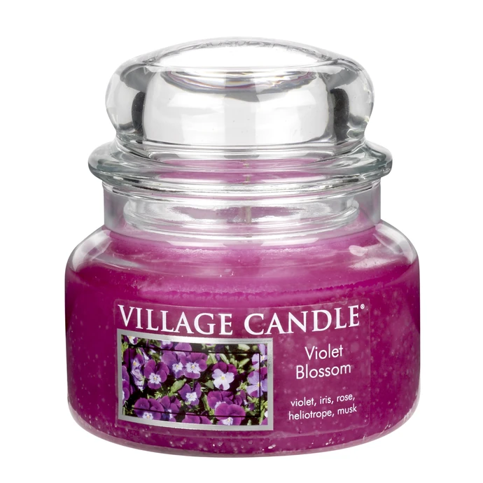 VILLAGE CANDLE / Svíčka ve skle Violet blossom - malá