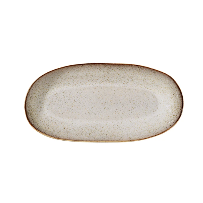 Bloomingville / Oválný servírovací talíř Sandrine Light grey 34 cm