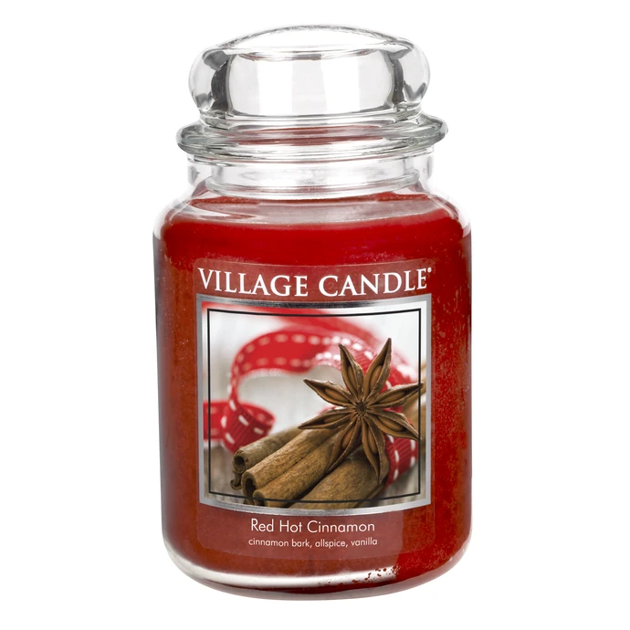 VILLAGE CANDLE / Svíčka ve skle Red Hot Cinnamon - velká