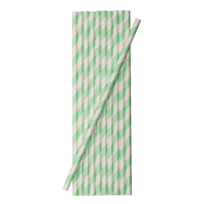 Bloomingville / Papírové slámky Green stripes