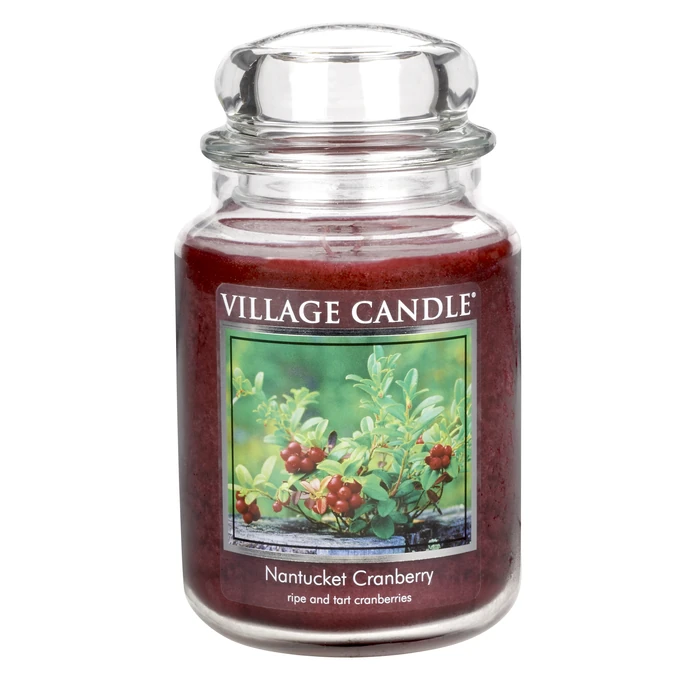 VILLAGE CANDLE / Svíčka ve skle Nantucket Cranberry - velká
