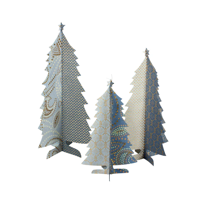 Maileg / Papírový vánoční stromeček Blue - set 3 ks