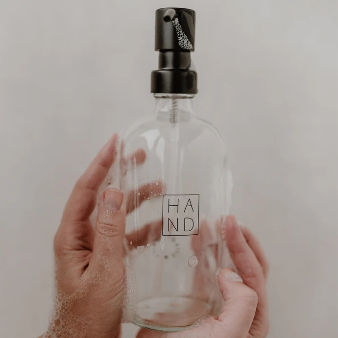 Skleněný dávkovač mýdla Hand Transparent 500 ml