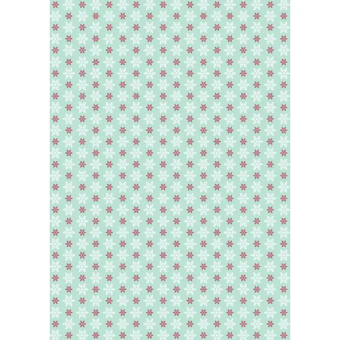 Balící papír Snowflakes Mint/red/white - 10 m