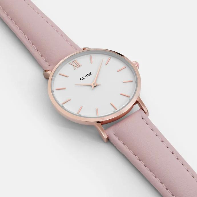 Hodinky Cluse Minuit Rose Gold white/pink
