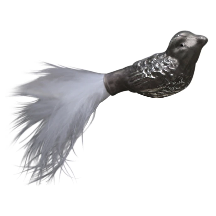 Skleněný ptáček na skčipci Antique mocca
