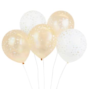 Nafukovací party balonky White and Gold Confetti 5 ks