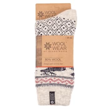 Vlněné ponožky White/Reindeer no. 100