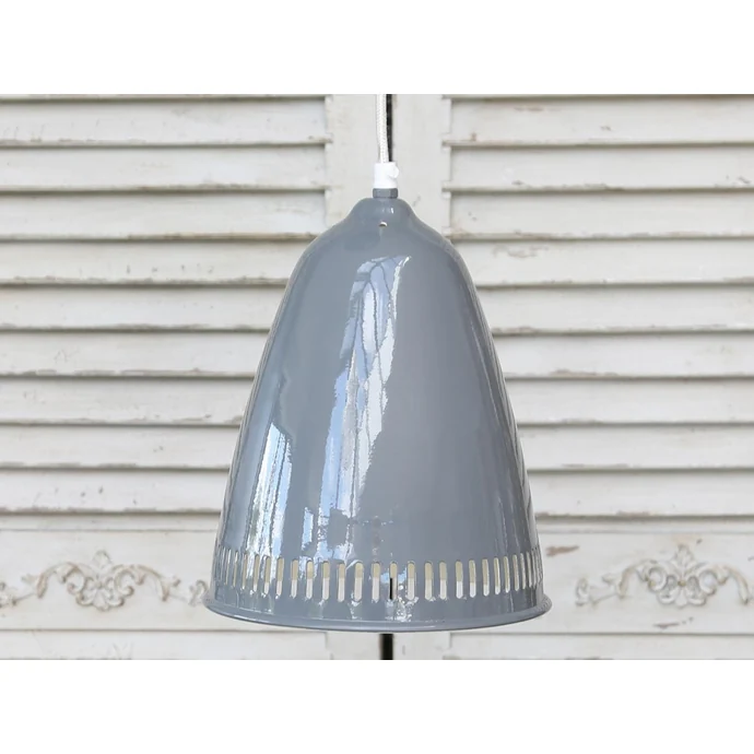 Chic Antique / Stropná lampa Enamel grooves grey