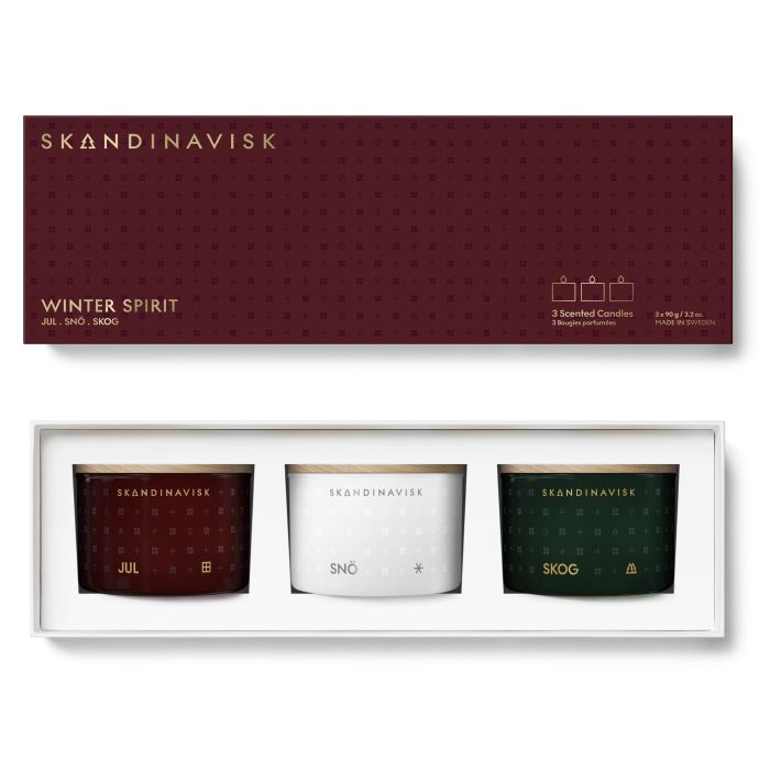 SKANDINAVISK / Darčeková sada mini sviečok Winter Spirit - 3 x 90g