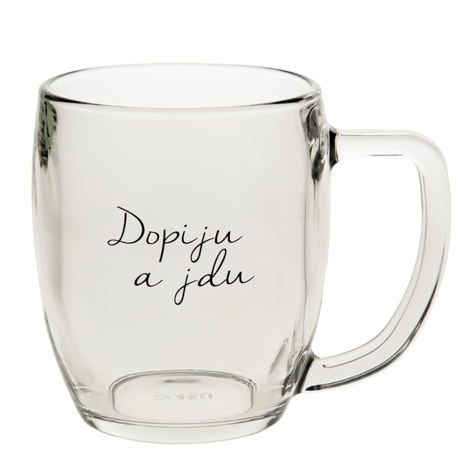 Bella Rose / Sklenený pohár na pivo Dopiju a jdu - CZ