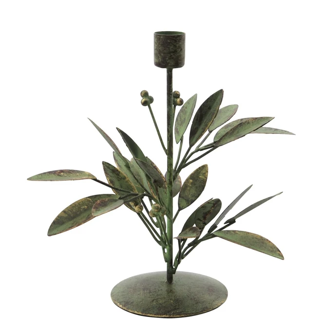 House Doctor / Kovový svietnik Leaves Antique Green
