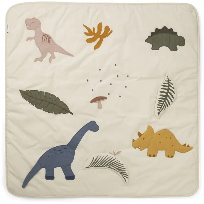 LIEWOOD / Hracia deka pre deti Dino Dark Sandy Mix - 110×110 cm