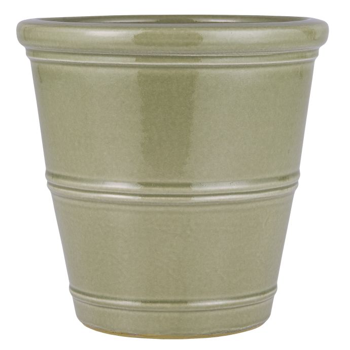 IB LAURSEN / Keramický obal na kvetináč Fenri Dusty Green/Grooves