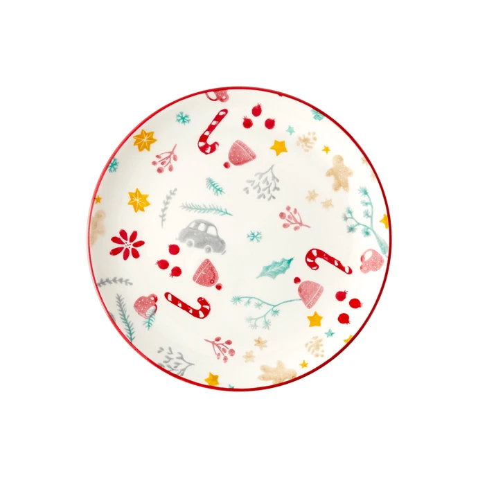 rice / Vánoční keramický talíř White Christmas 20,5 cm