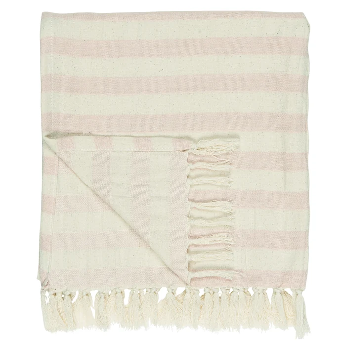 IB LAURSEN / Bavlnený uterák so strapcami Hammam Light Pink