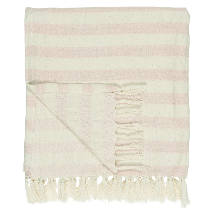 Ib Laursen / Bavlnený uterák so strapcami Hammam Light Pink