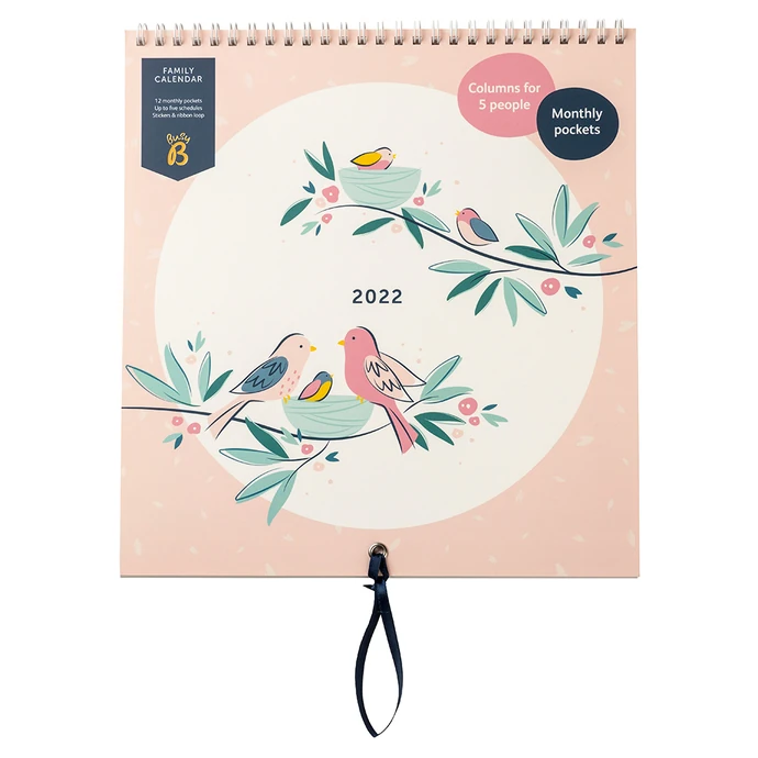 Busy B / Rodinný nástenný kalendár Birds Pink 2022