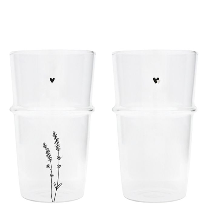 Bastion Collections / Vysoký pohár Latte Lavender/Hearts 400 ml
