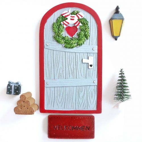 Det Gamle Apotek / Dekoratívne dvierka pre vianočných škriatkov Nisse Door Grey - set 6 ks