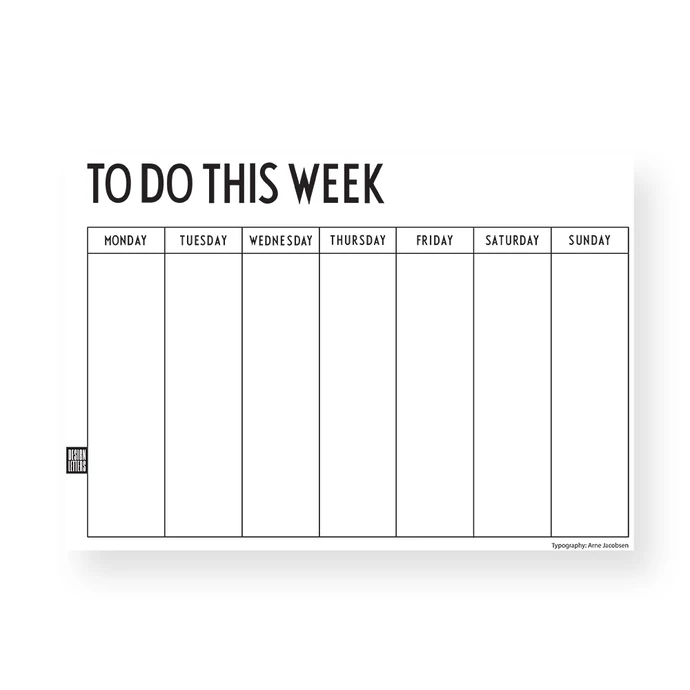 DESIGN LETTERS / Trhací týždenný plánovací kalendár To Do This Week