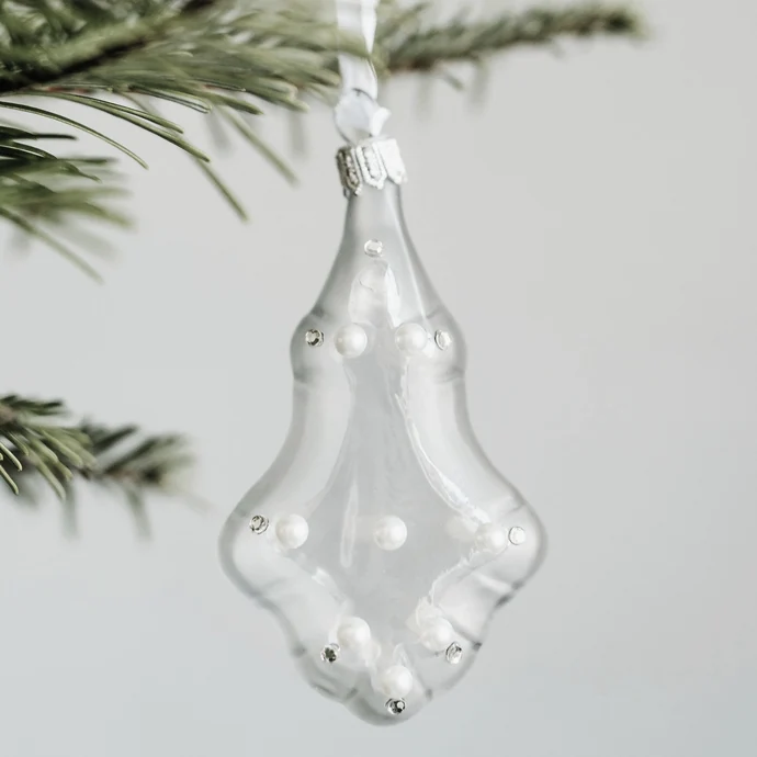 GLASSOR / Skleněná vánoční ozdoba Pearls - medailon