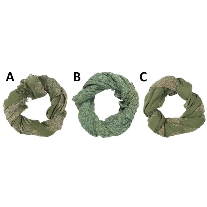 IB LAURSEN / Bavlněný šátek Green Ornament Combinations
