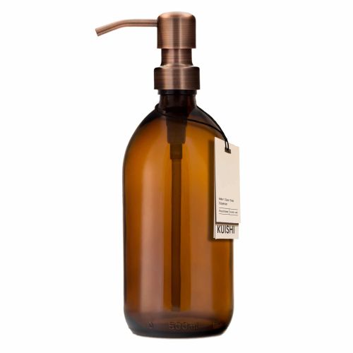 KUISHI / Sklenený zásobník na mydlo s nerezovou pumpičkou Amber Bronze  500 ml