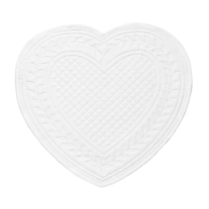 CÔTÉ TABLE / Látkové prostírání srdce - bílé 30 cm