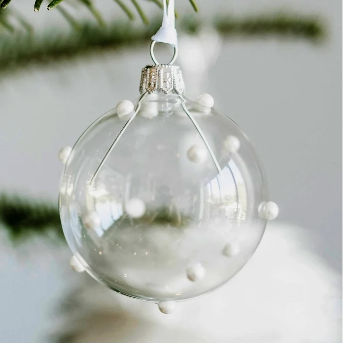 GLASSOR / Sklenená vianočná ozdoba Pearls Clear - 6 cm