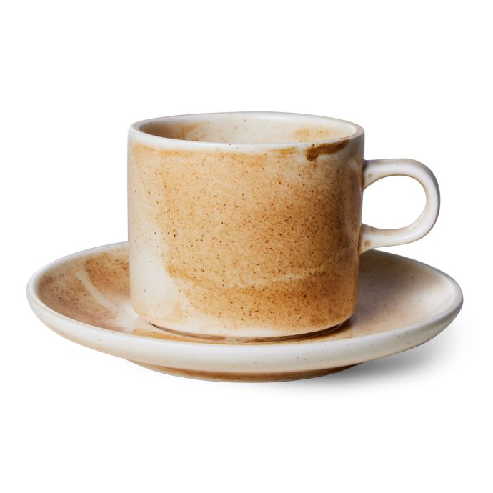 HK living / Šálka s podšálkou Chef Rustic Cream/Brown 220 ml