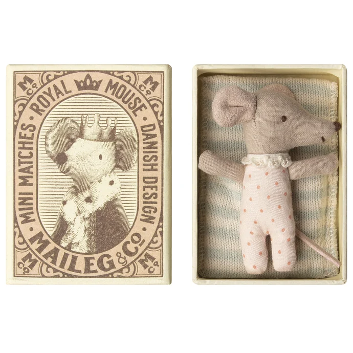 Maileg / Myška v krabičke Little Baby Sister Pink
