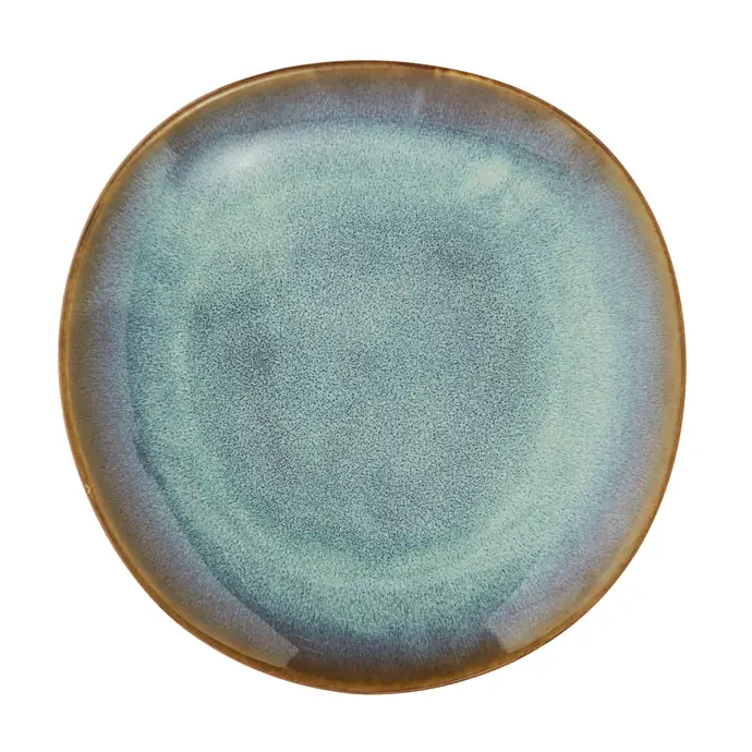 MADAM STOLTZ / Obědový talíř Green Reactive Glaze