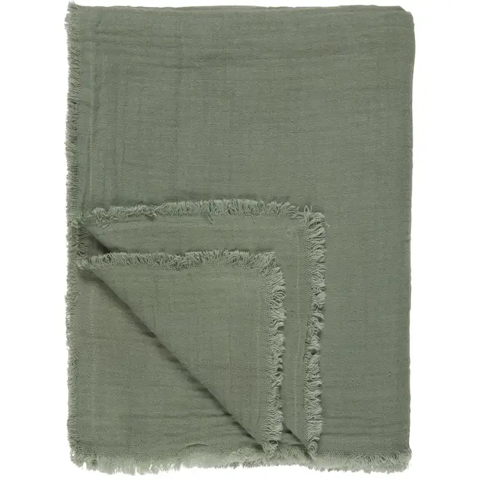 IB LAURSEN / Bavlněný pléd Dusty Chalk Green 130×170 cm
