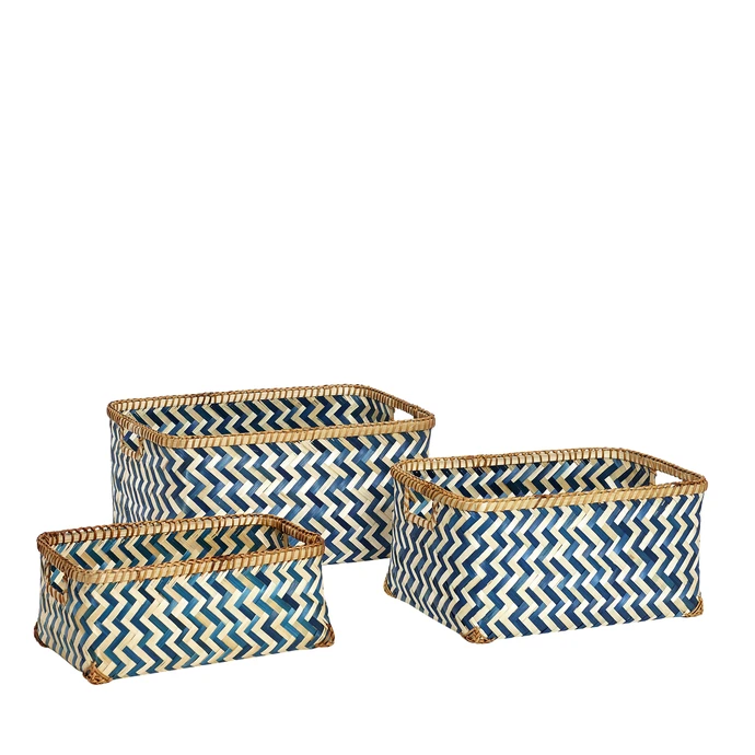 Hübsch / Bambusové košíky Blue Pattern