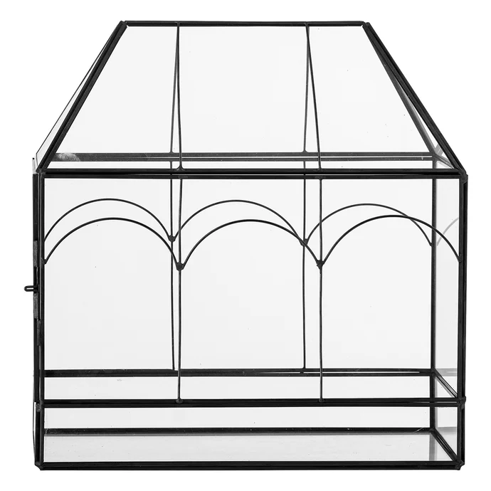 Bloomingville / Sklenený box Lanto Black Glass 26 cm