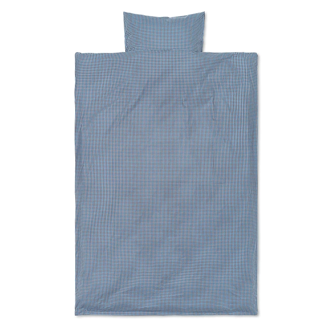 Ferm Living / Bavlnené obliečky Check Faded Blue/Choco - Adult 140x200cm