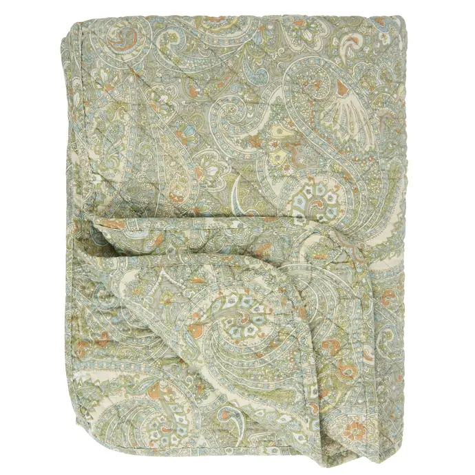 Ib Laursen / Prošívaná deka Paisley Light green 130x180 cm