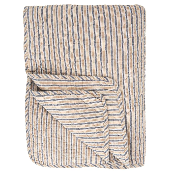 Ib Laursen / Prešívaná deka Stripes Blue/Beige 130x180 cm
