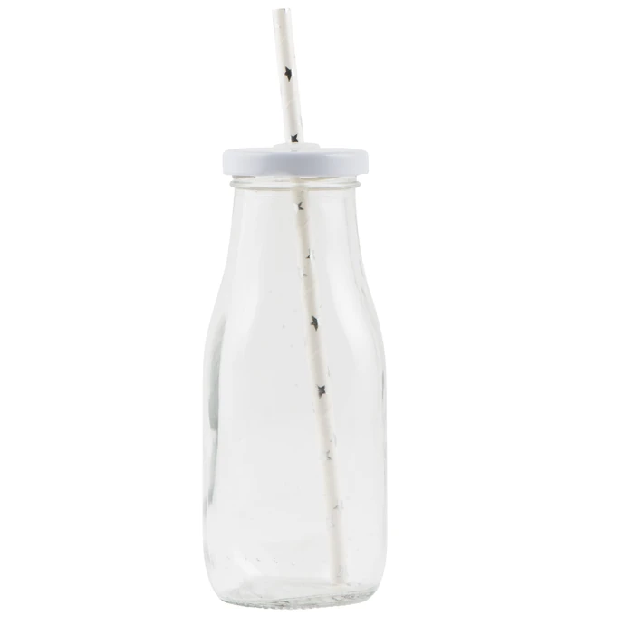 Ib Laursen / Pohárik s bielym viečkom a slamkou - 300 ml