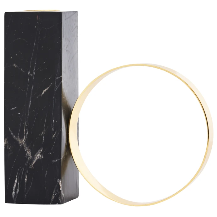 OYOY / Dizajnový svietnik Black Marble & Brass