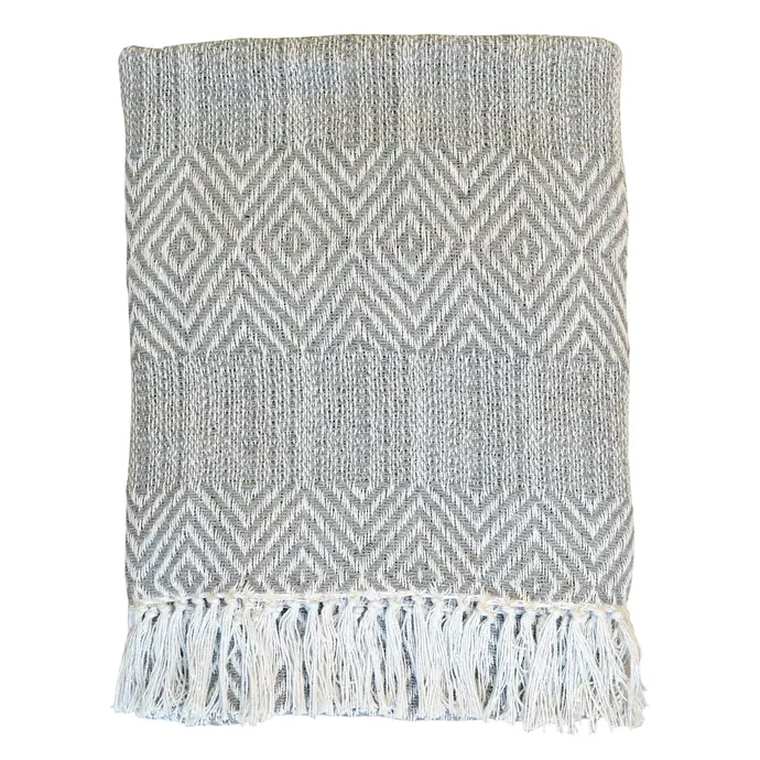 Chic Antique / Bavlněný přehoz Surplus Yarn Pattern Grey 170×130 cm