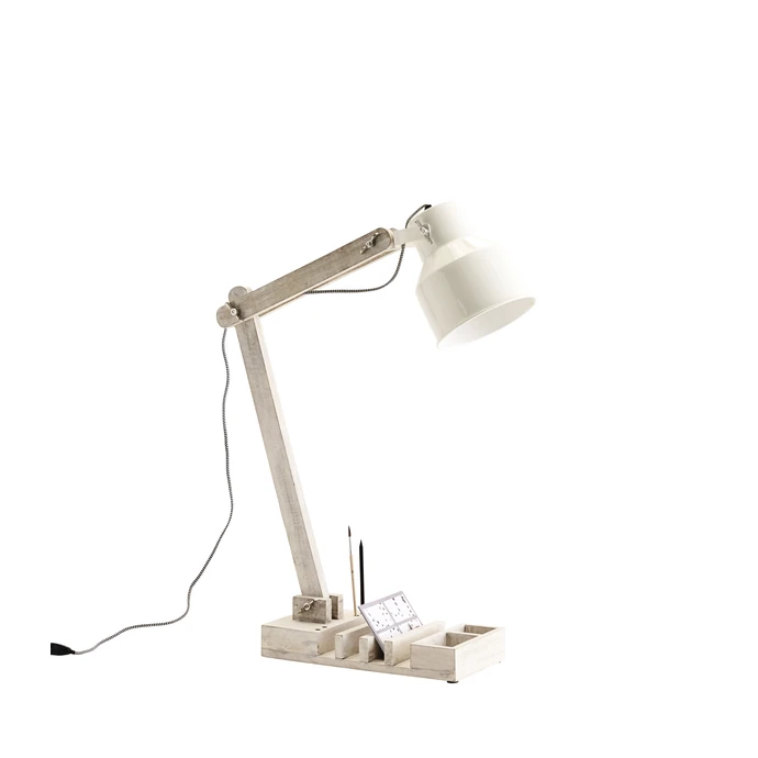 MADAM STOLTZ / Stolná lampa s organizérom light white wood/white shade